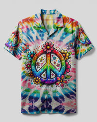 IMAGINE ALL THE PEOPLE LIVING LIFE IN PEACE TIE DYE CAMP SHIRT - TYQY1504256