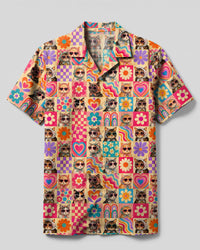GROOVY HIPPIE CATS CAMP SHIRT - TYPQ2307262