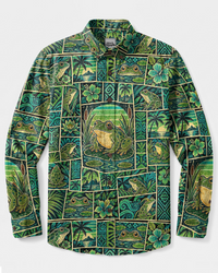 RAINFOREST FROG PATCHWORK LONG SLEEVE BUTTON-DOWN SHIRT - TYPQ2209267