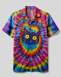CAT COLORFUL SWIRL PATTERN CAMP SHIRT   - TLNO0701264