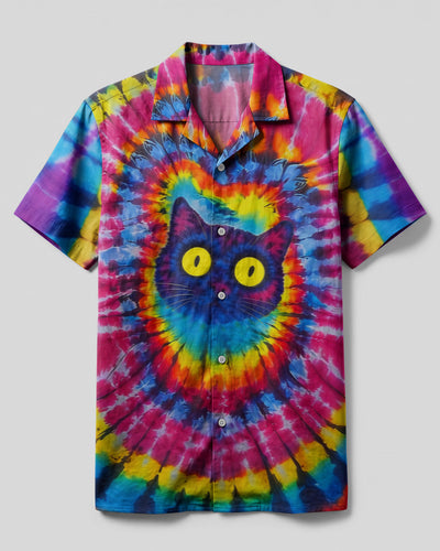 CAT COLORFUL SWIRL PATTERN CAMP SHIRT   - TLNO0701264