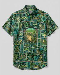 RAINFOREST FROG PATCHWORK BUTTON-DOWN COLLAR SHIRT - TYPQ2209266