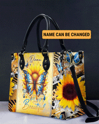 BE YOUR OWN KIND OF BEAUTIFUL BUTTERFLY SUNFLOWER LEATHER HANDBAG - TLNZ2603241