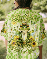 BE YOU THE WORLD WILL ADJUST FROG ALL OVER PRINT - TLNO1504242