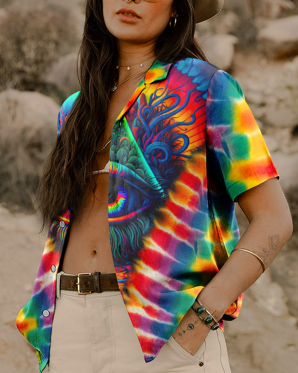 THE EYES TIE DYE HAWAIIAN SHIRT - TYTM1205231