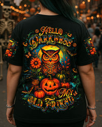 HELLO DARKNESS MY OLD FRIEND OWL HALLOWEEN ALL OVER PRINT - YHDU1607253