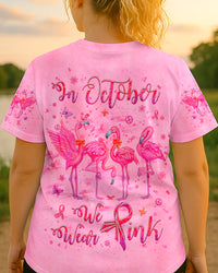 IN OCTOBER WE WEAR PINK FLAMINGO BREAST CANCER ALL OVER PRINT - YHHG0808254