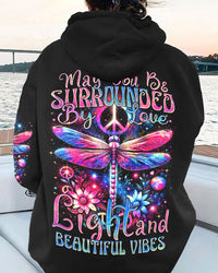 LOVE, LIGHT AND BEAUTIFUL VIBES DRAGONFLY ALL OVER PRINT - TYTM3001242