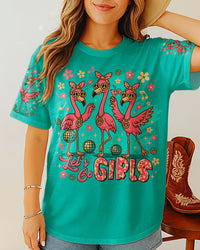 LET'S GO GIRLS LEOPARD FLAMINGO  ALL OVER PRINT  - TLTR1205251