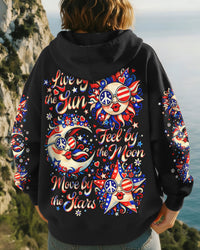 LIVE BY THE SUN RED WHITE & BLUE MOON STAR ALL OVER PRINT - TLNO3103262