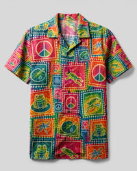 FROG PEACE PATCHWORK CAMP SHIRT - KMTM0307261
