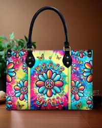 PEACE Y'ALL TIE DYE LEATHER HANDBAG - YHHG1806244