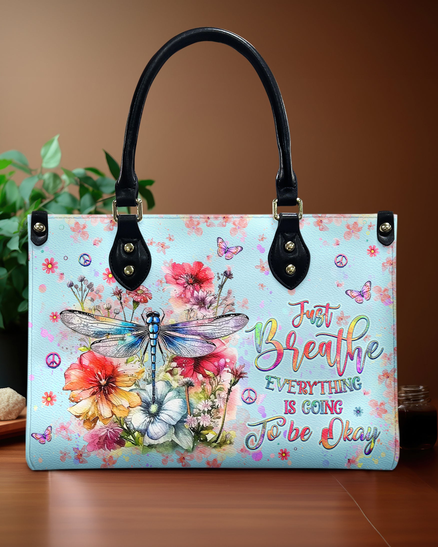 JUST BREATHE DRAGONFLY LEATHER HANDBAG - YHHG3008244