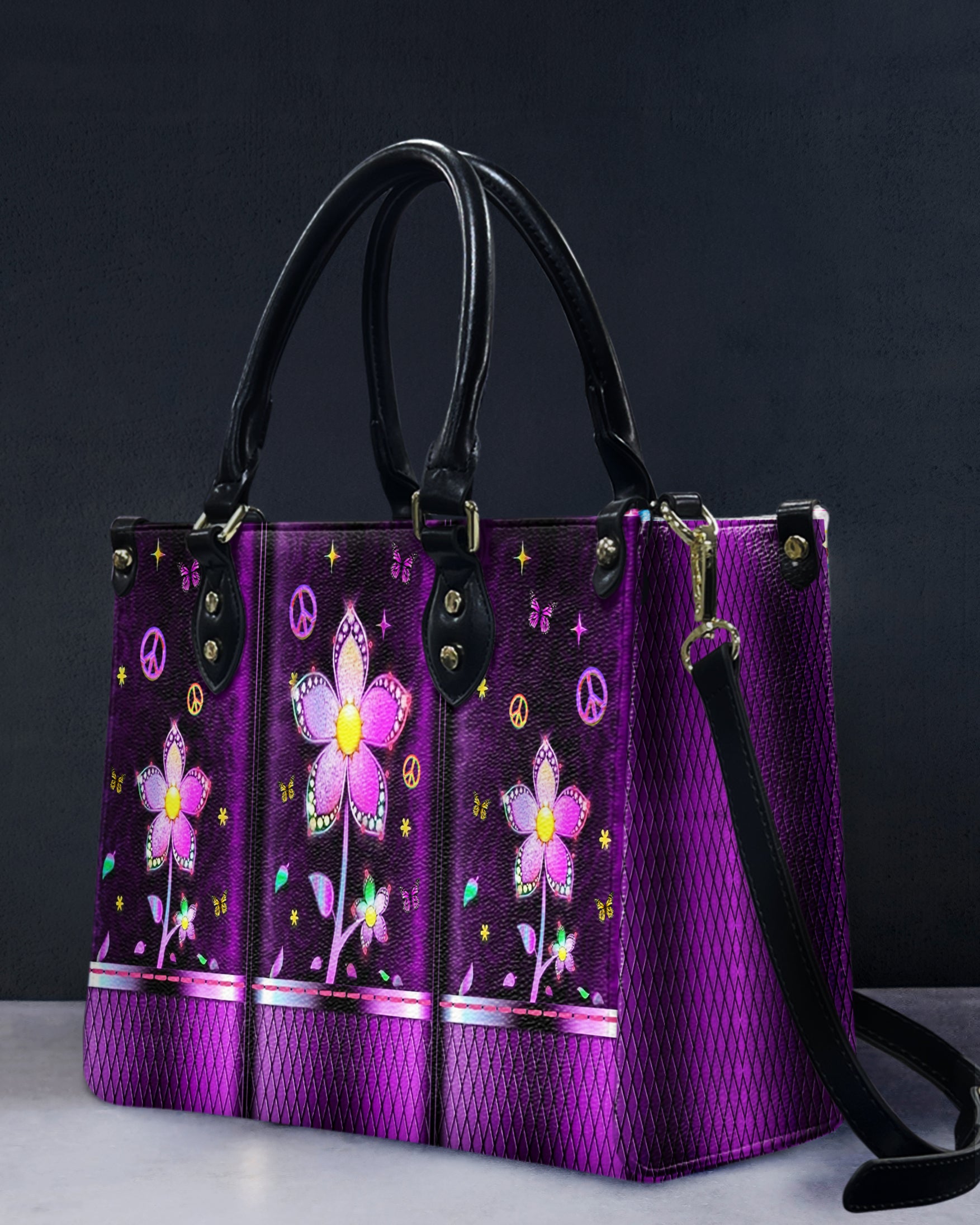 GLOWING FLOWER HIPPIE LEATHER HANDBAG - YHHG3107244