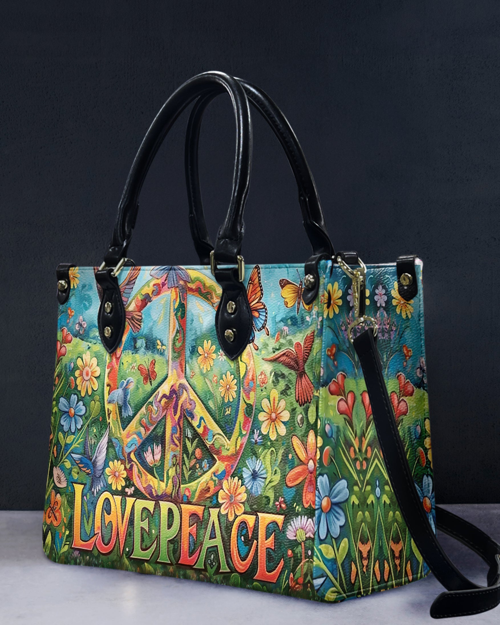 LOVE PEACE LEATHER HANDBAG - YHHG0409244