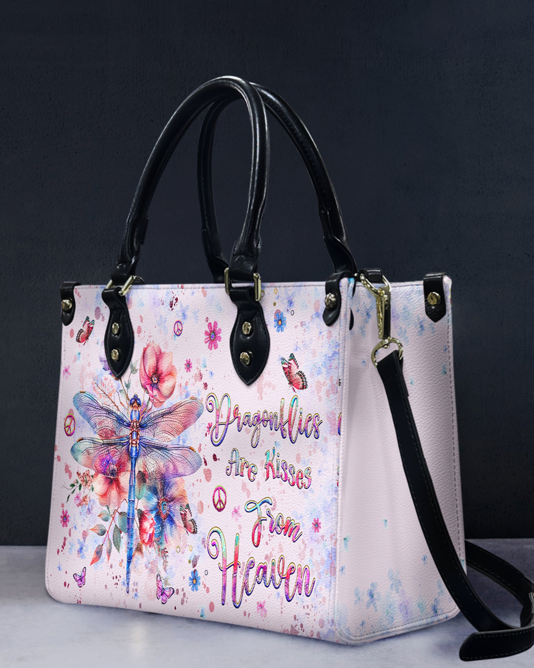 DRAGONFLIES ARE KISSES FROM HEAVEN LEATHER HANDBAG - YHHG2810244