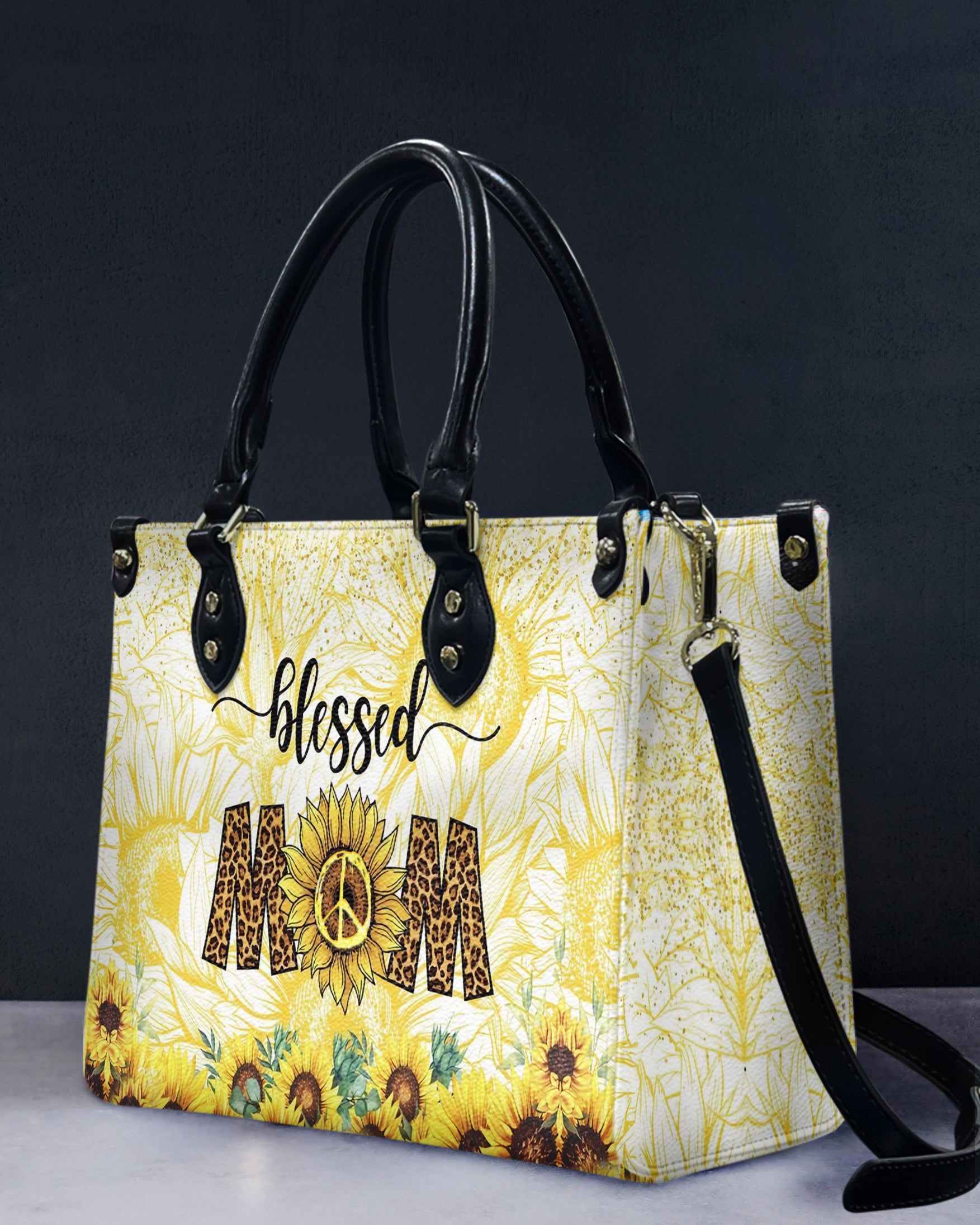 BLESSED MOM SUNFLOWER LEATHER HANDBAG - YHHG1812244