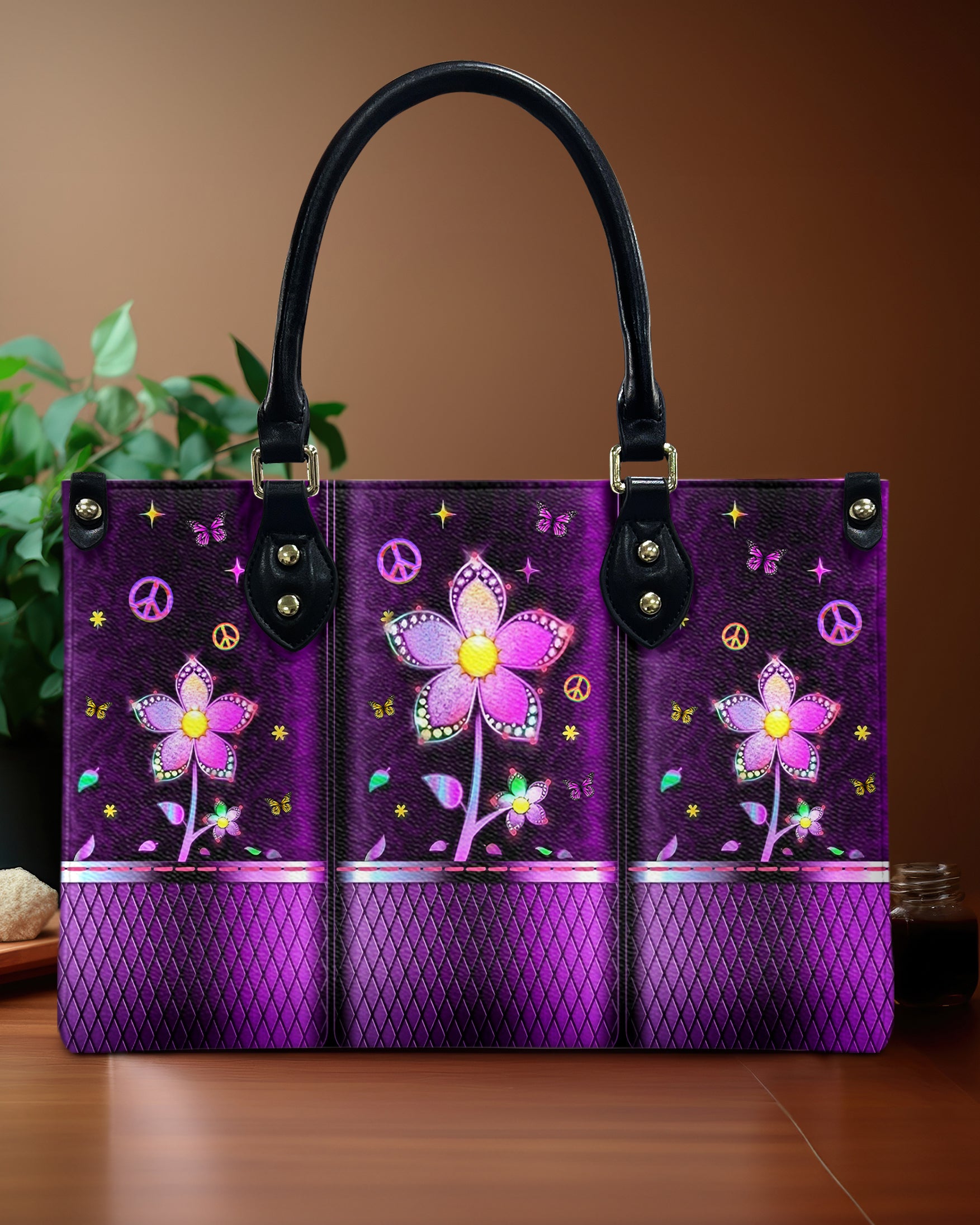 GLOWING FLOWER HIPPIE LEATHER HANDBAG - YHHG3107244