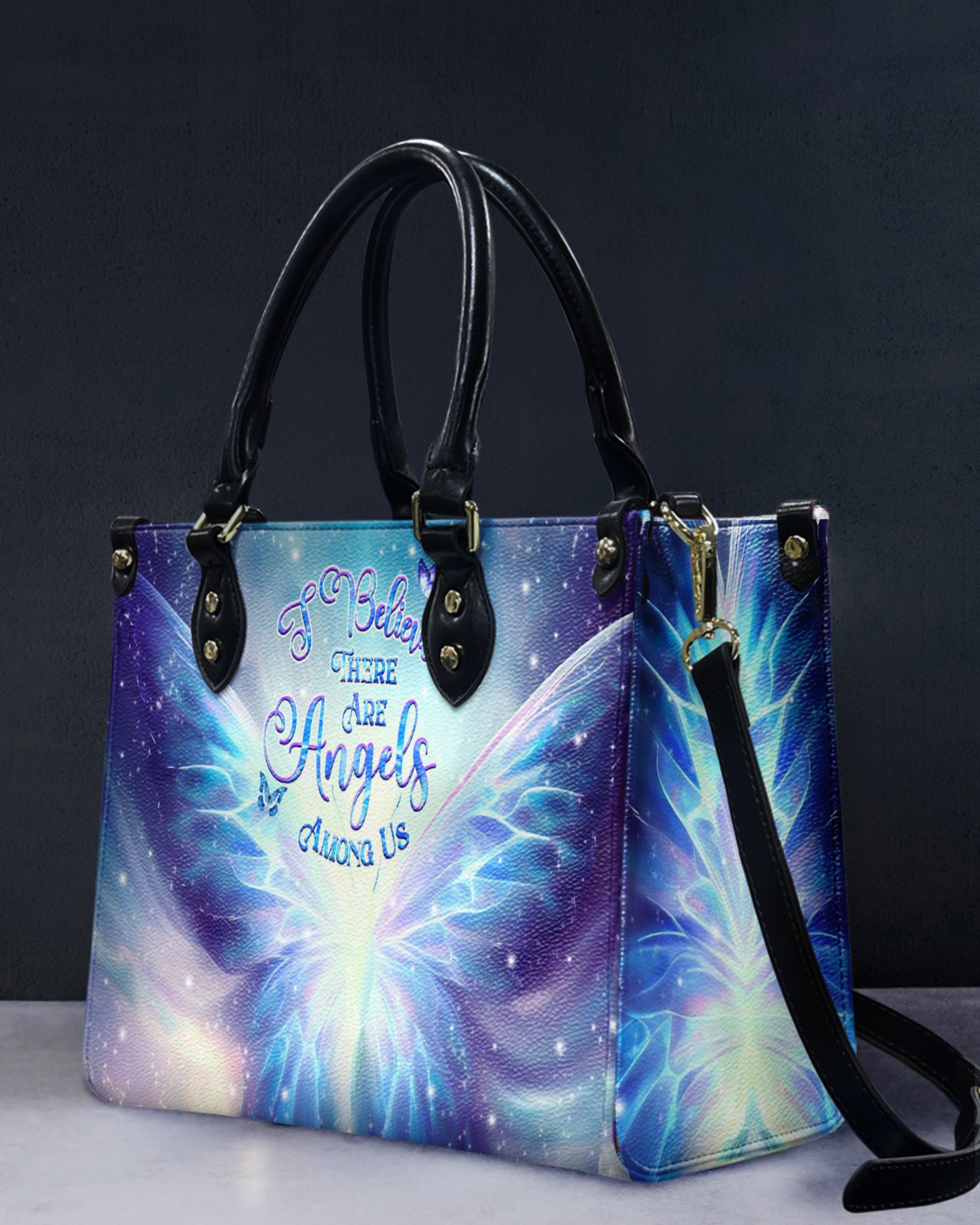 I BELIEVE THERE ARE ANGELS AMONG US LEATHER HANDBAG - YHHG0907242