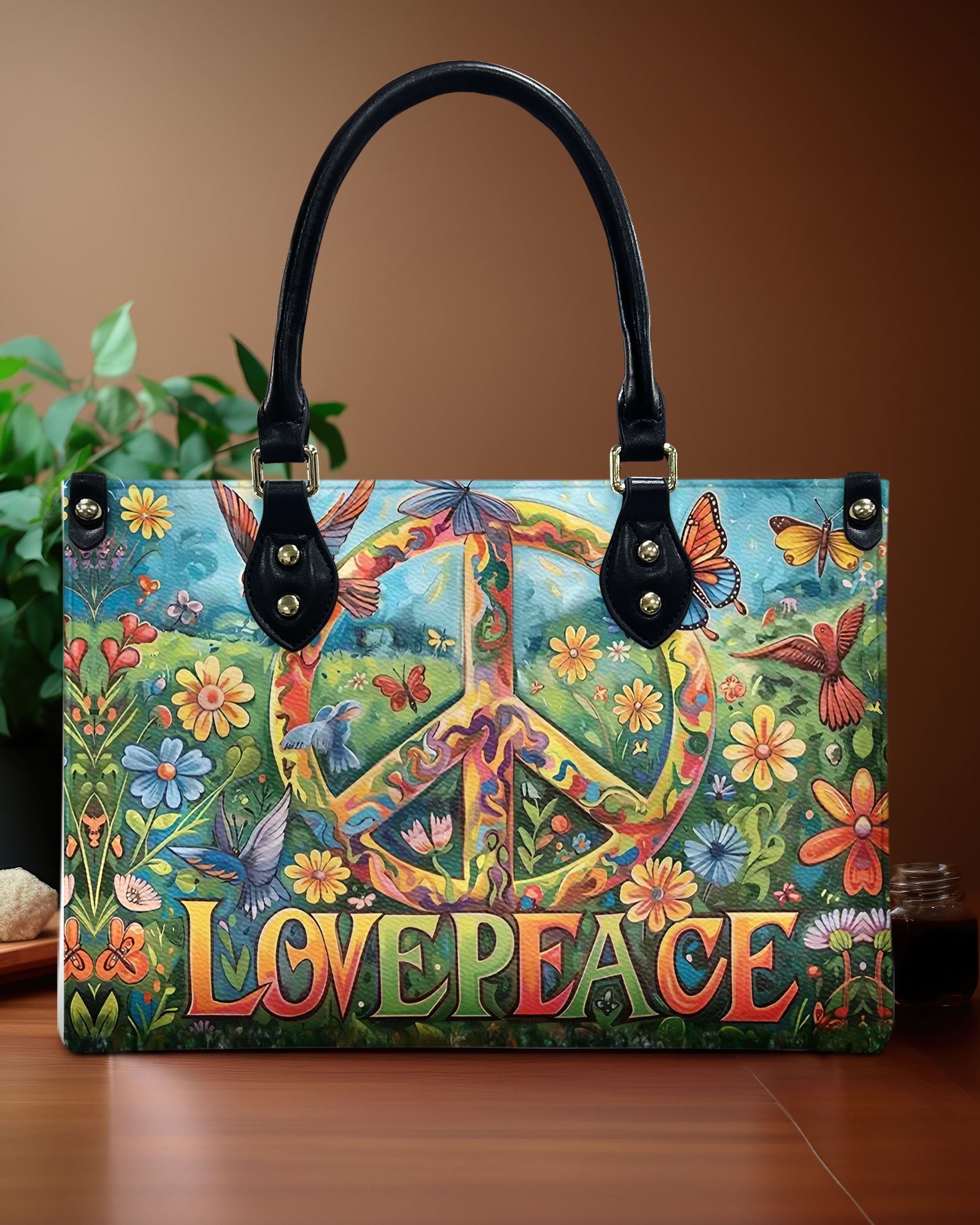 LOVE PEACE LEATHER HANDBAG - YHHG0409244