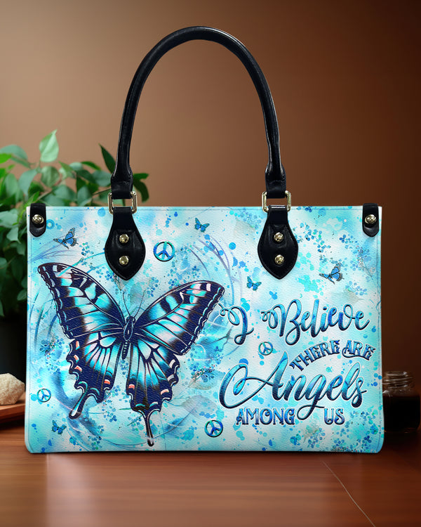 I BELIEVE THERE ARE ANGELS AMONG US BUTTERFLY LEATHER HANDBAG - YHHG1908244