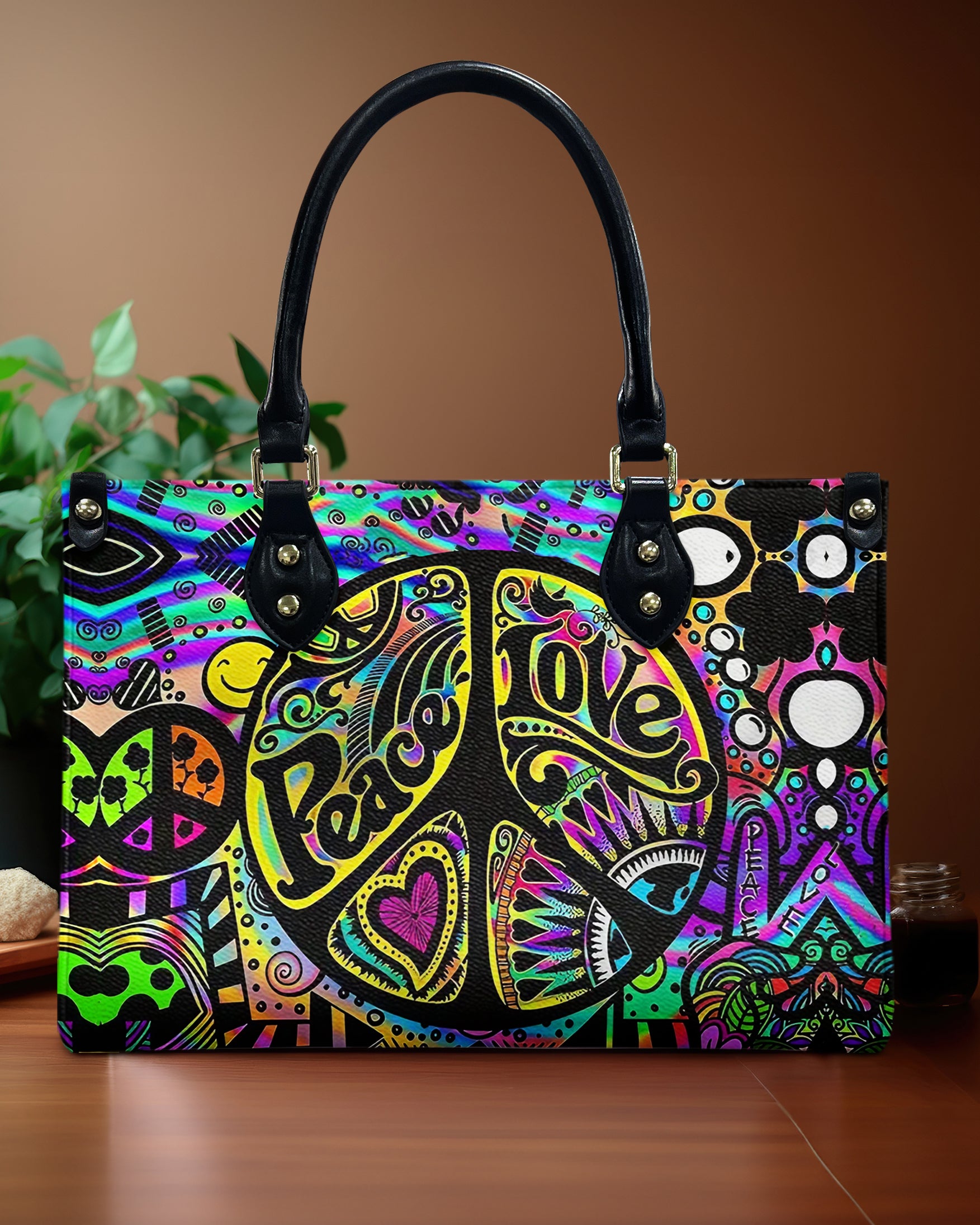 PEACE LOVE HIPPIE LEATHER HANDBAG - YHHG2808241