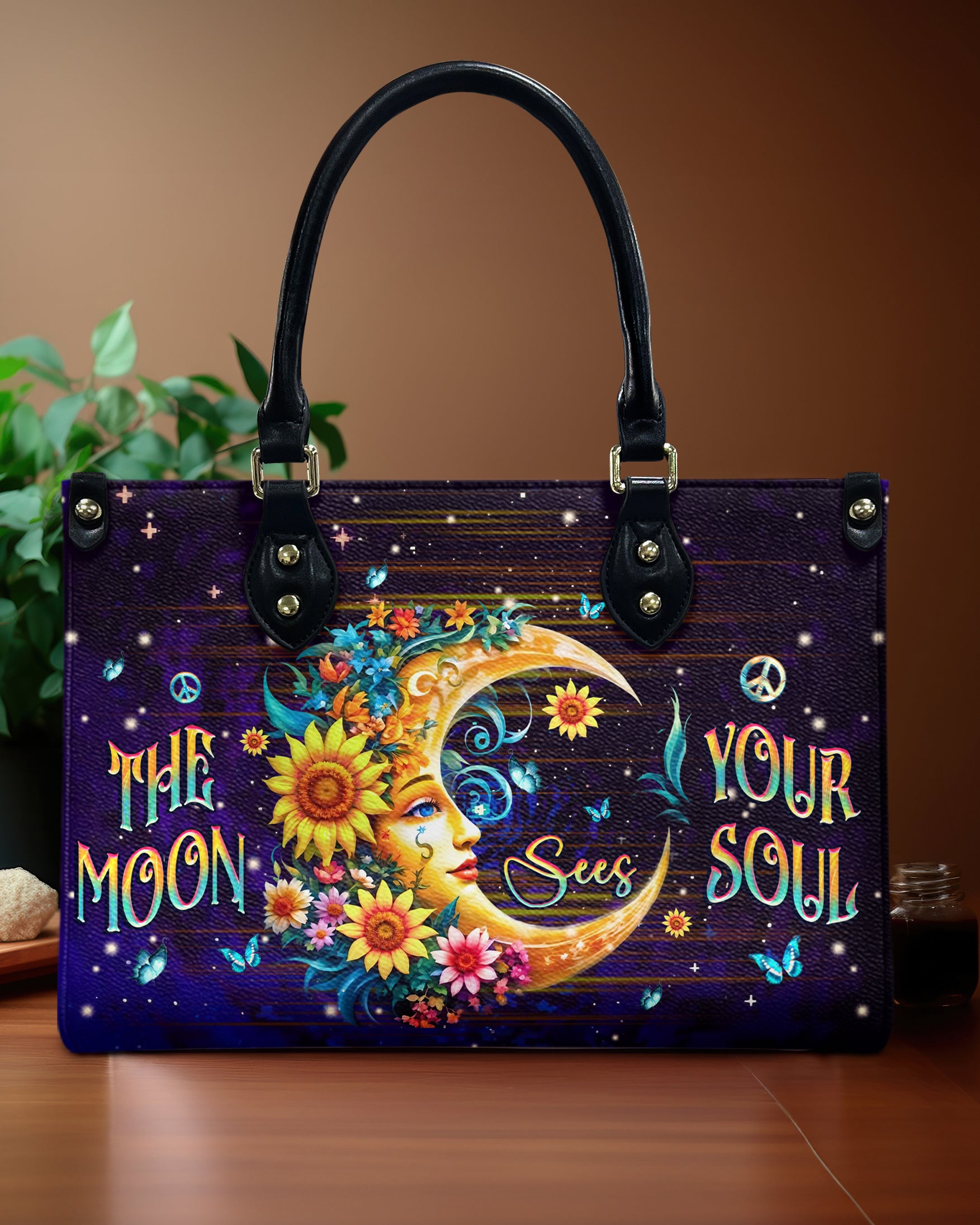 THE MOON SEES YOUR SOUL LEATHER HANDBAG - YHHG1009244