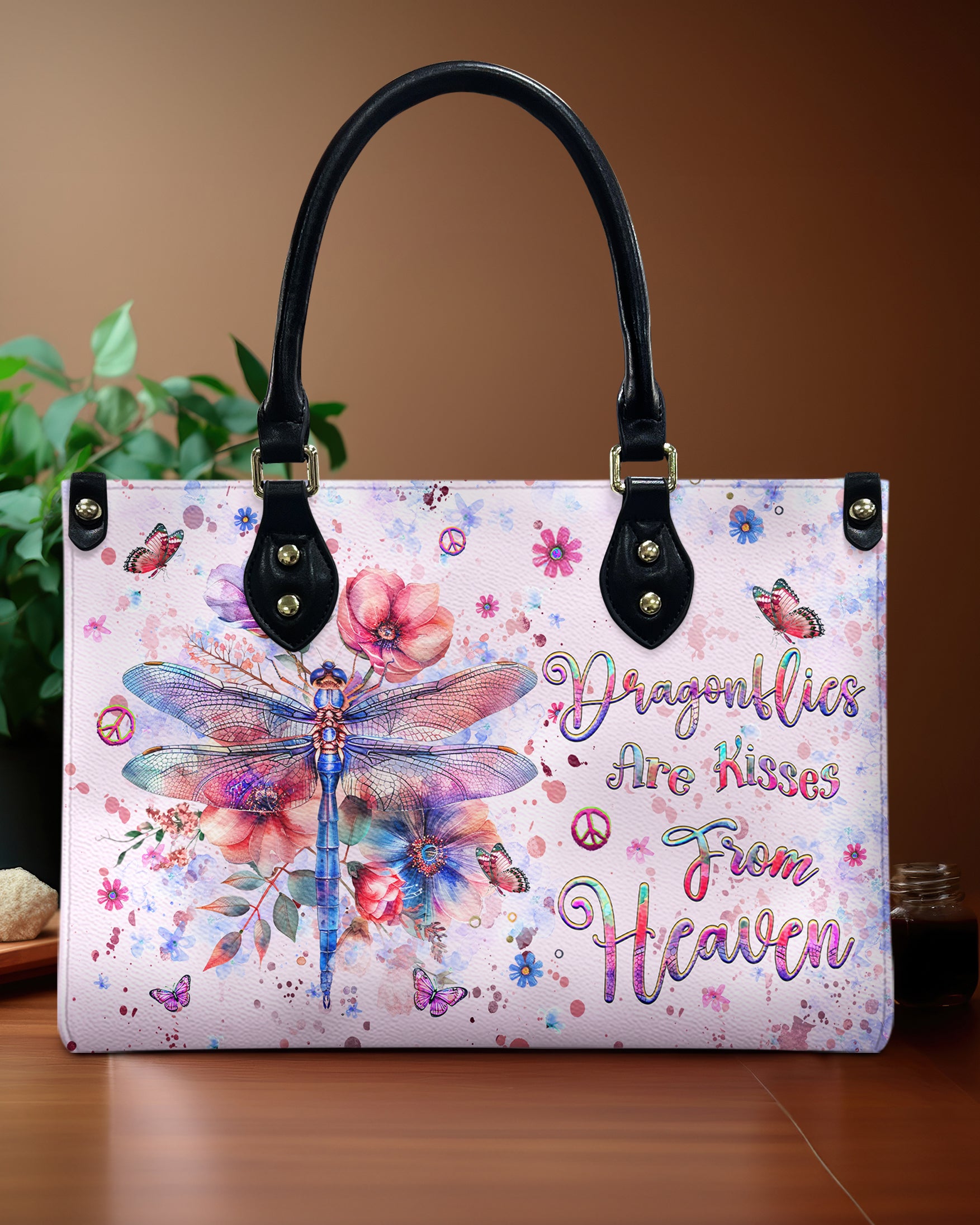 DRAGONFLIES ARE KISSES FROM HEAVEN LEATHER HANDBAG - YHHG2810244