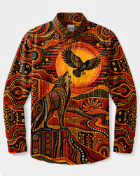 HOWLING WOLF & RAVEN BOHO LONG SLEEVE BUTTON-DOWN SHIRT - TLTW1809266