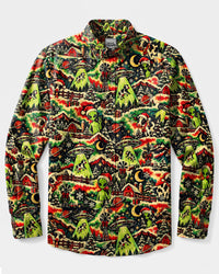 UFO COW FARM CHRISTMAS LONG SLEEVE BUTTON-DOWN SHIRT - TLTW1710266