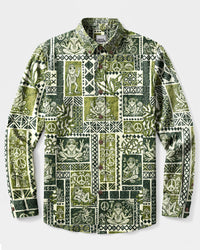 PEACEFUL FROG TRIBAL PATCHWORK LONG SLEEVE BUTTON-DOWN SHIRT - TLNT20082612