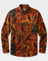 RAVEN DOT ART COLLAGE LONG SLEEVE BUTTON-DOWN SHIRT  - TLTW2708265