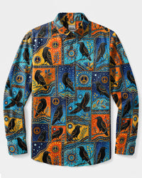BOHEMIAN RAVEN  COLLAGE LONG SLEEVE BUTTON-DOWN SHIRT  - TLTW2698264