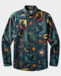 MYSTIC RAVEN PATCHWORK LONG SLEEVE BUTTON-DOWN SHIRT - TYLN1409265
