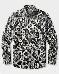 RAVEN CELESTIAL GEOMETRIC TRIBAL LONG SLEEVE BUTTON-DOWN SHIRT  - TLTW2909269