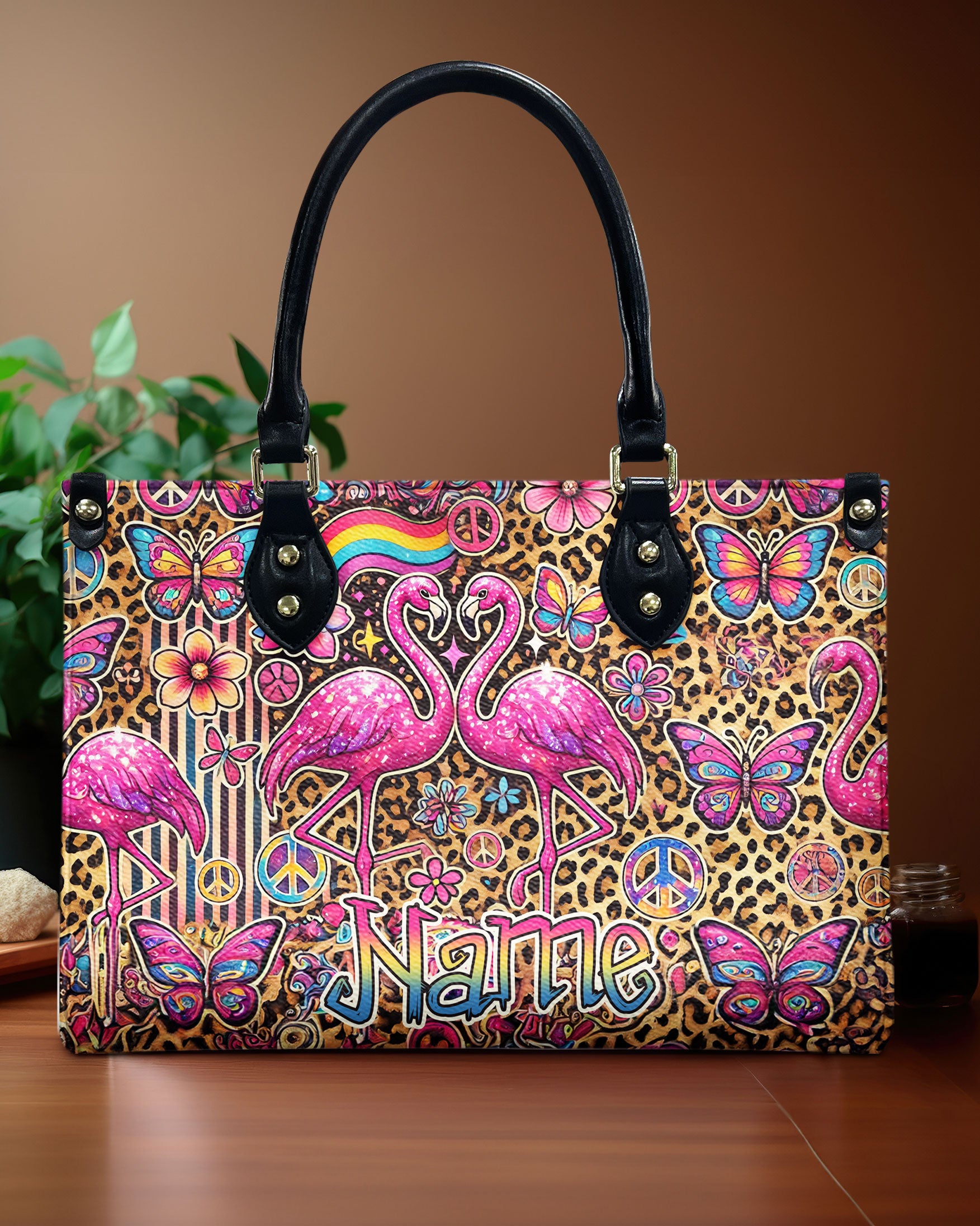 FLAMINGO HIPPIE LEOPARD PATTERN LEATHER HANDBAG - TLNZ2407244