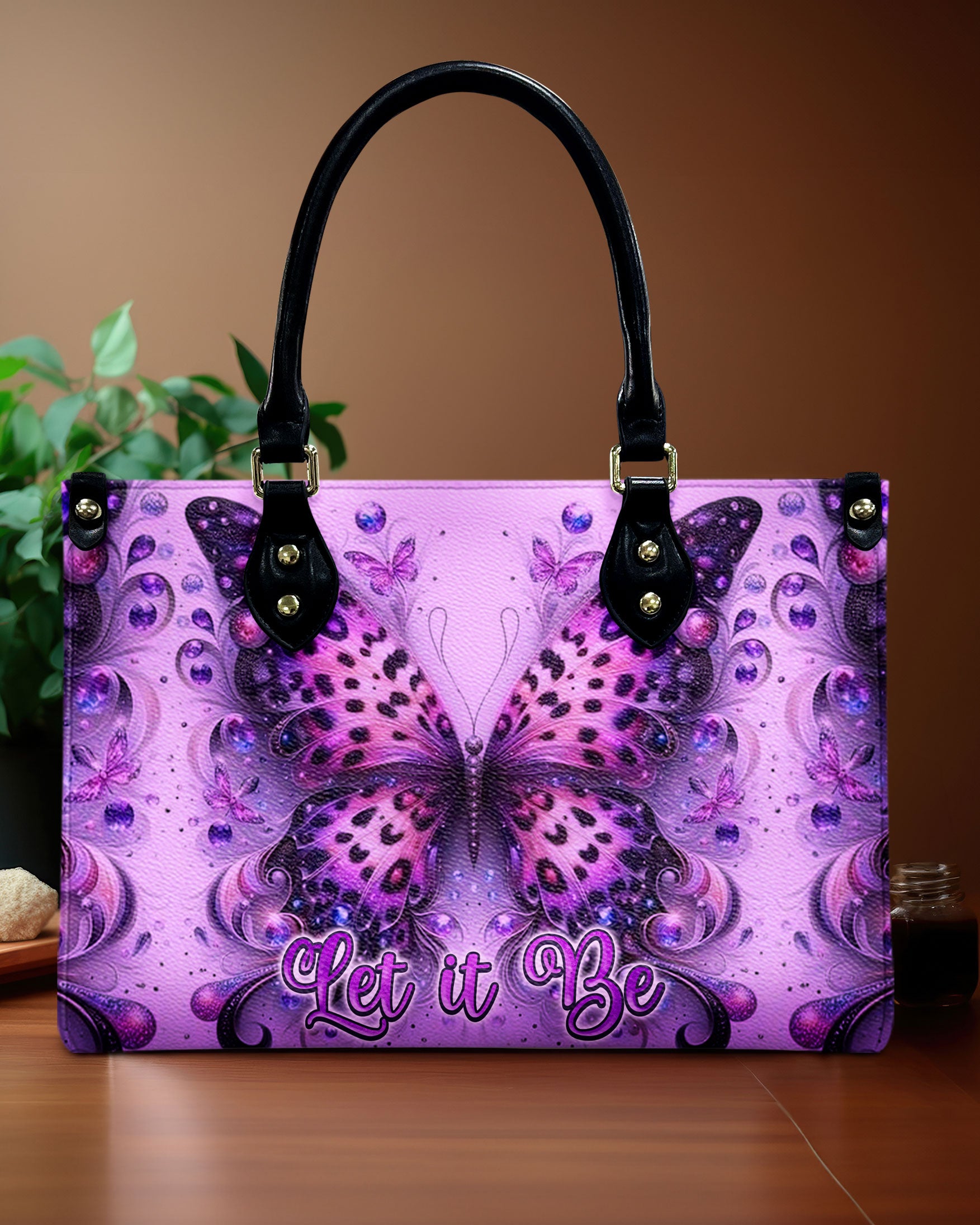 LET IT BE  LEOPARD BUTTERFLY LEATHER HANDBAG - TLNZ1911245