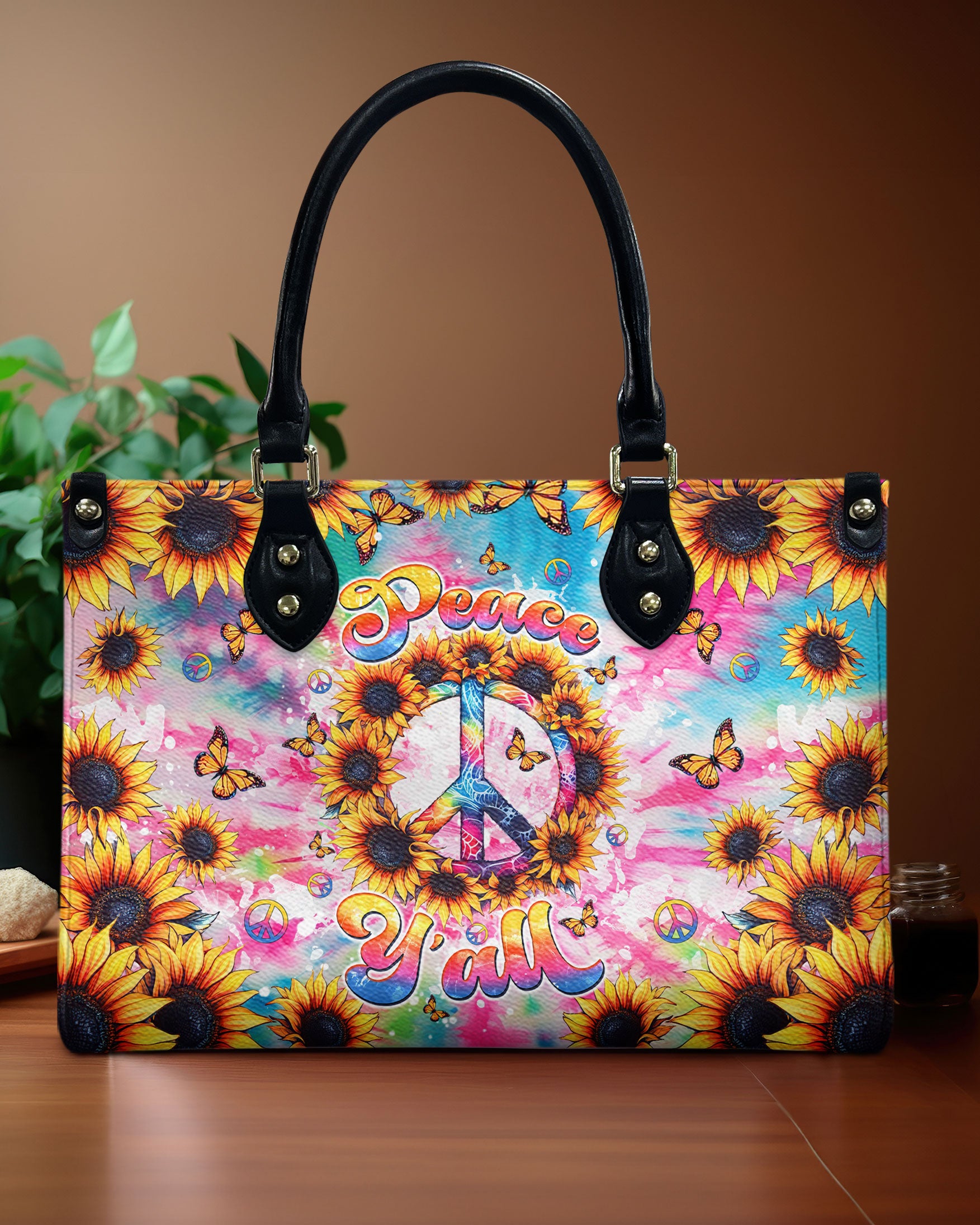 PEACE Y'ALL SUNFLOWER LEATHER HANDBAG - TLTW1109243