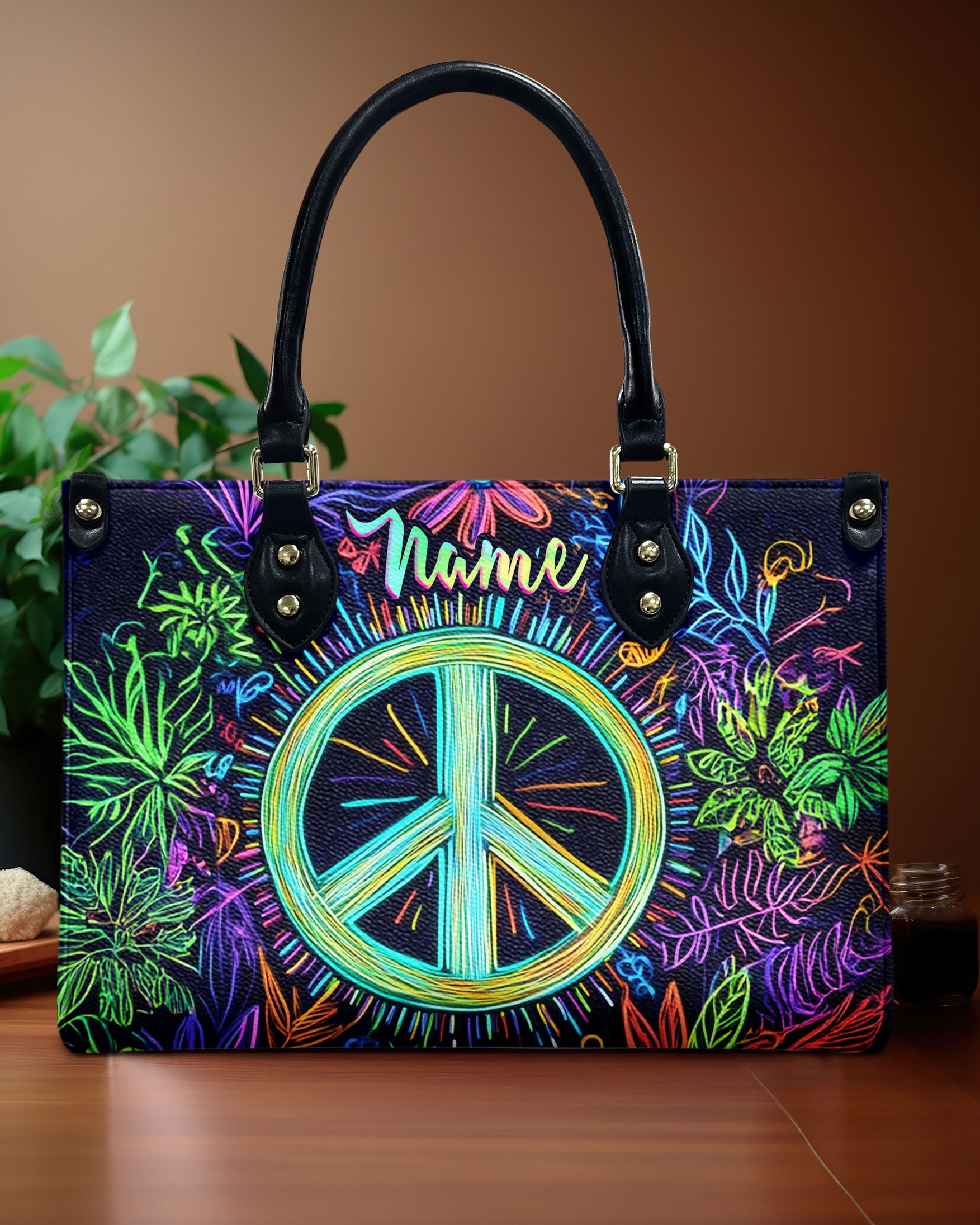 PEACE FLOWER  LEATHER HANDBAG - TLNZ2811245