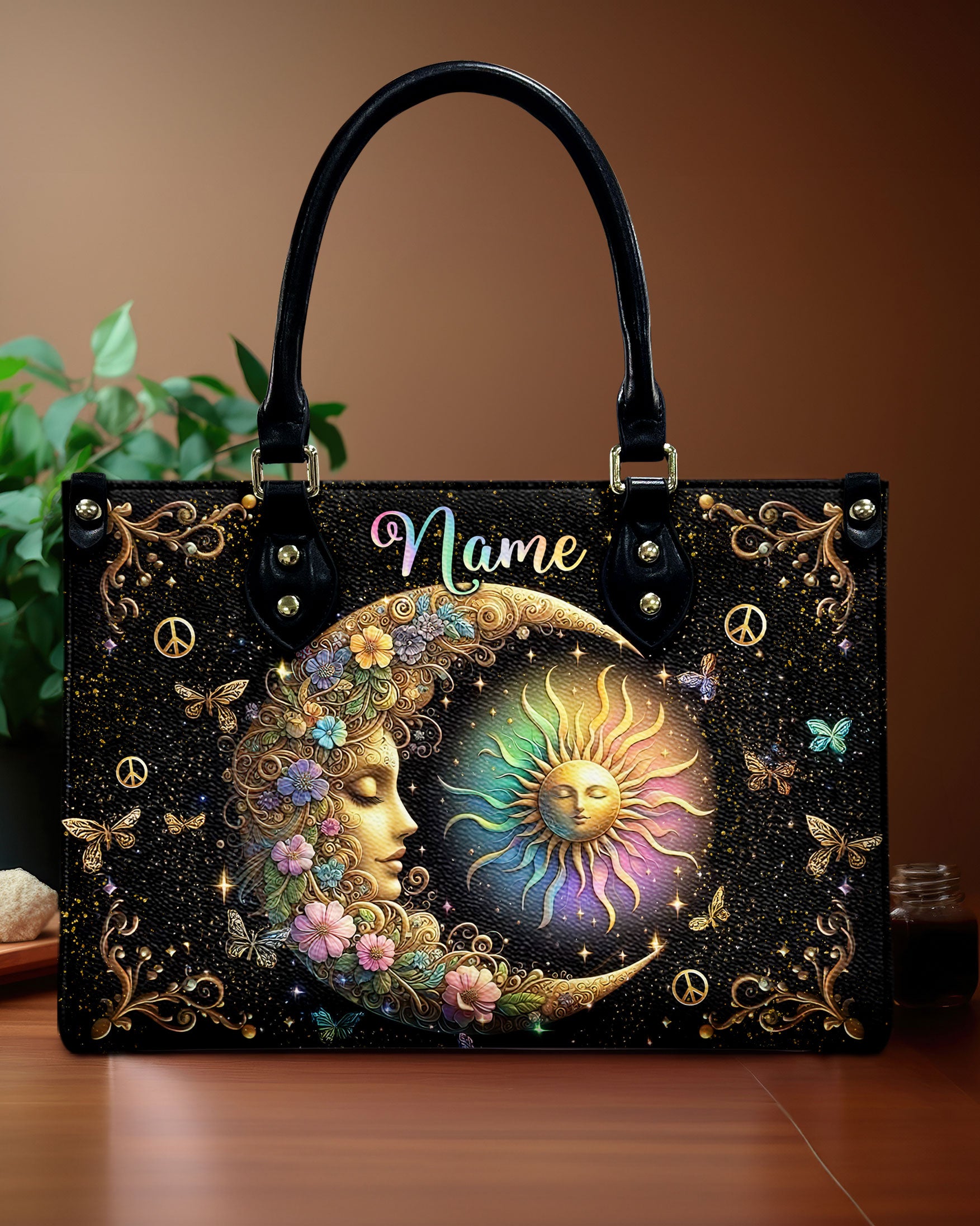 HIPPIE SUN AND MOON LEATHER HANDBAG - TLNZ2610245