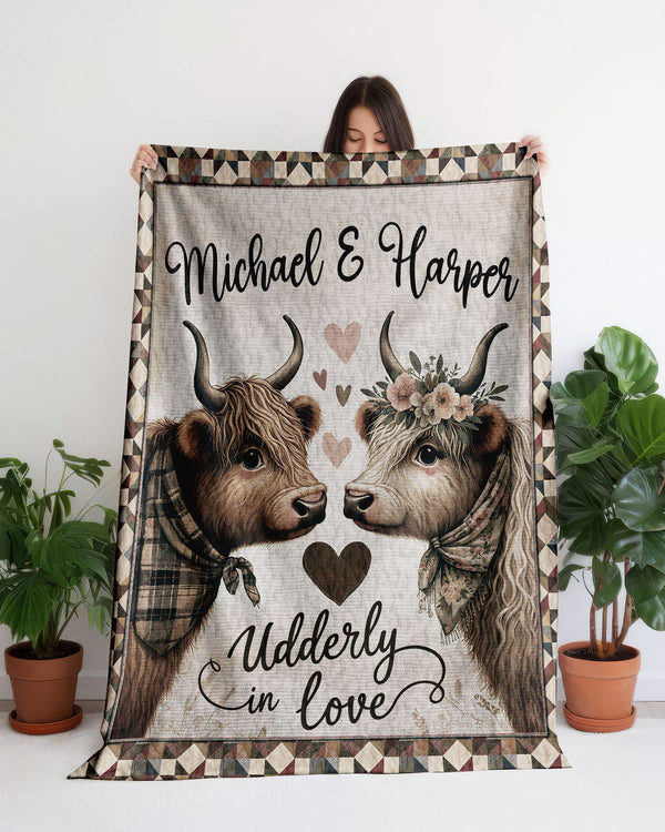 PERSONALIZED HIGHLAND COW COUPLE FLEECE BLANKET  - TLTR2702255