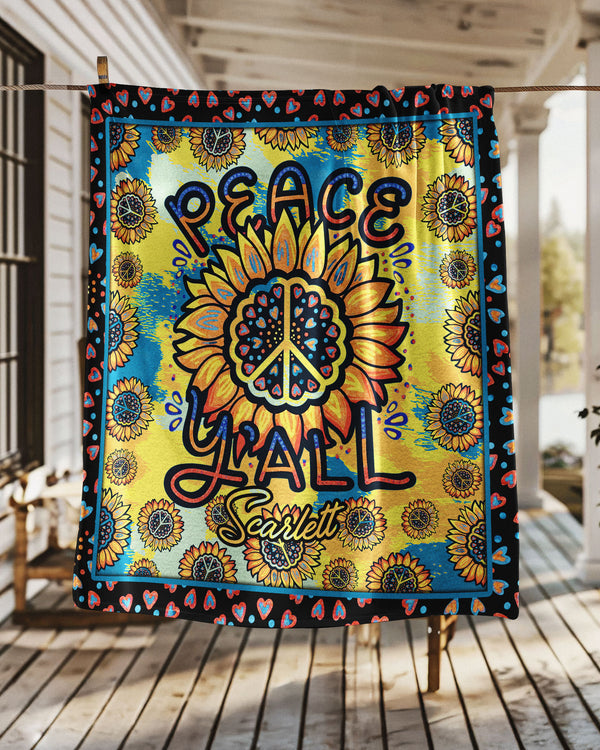 PERSONALIZED PEACE Y'ALL TIE DYE FLEECE BLANKET  - TLTR2802254