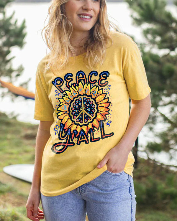 PEACE Y'ALL TIE DYE COTTON SHIRT - TLTR0606239