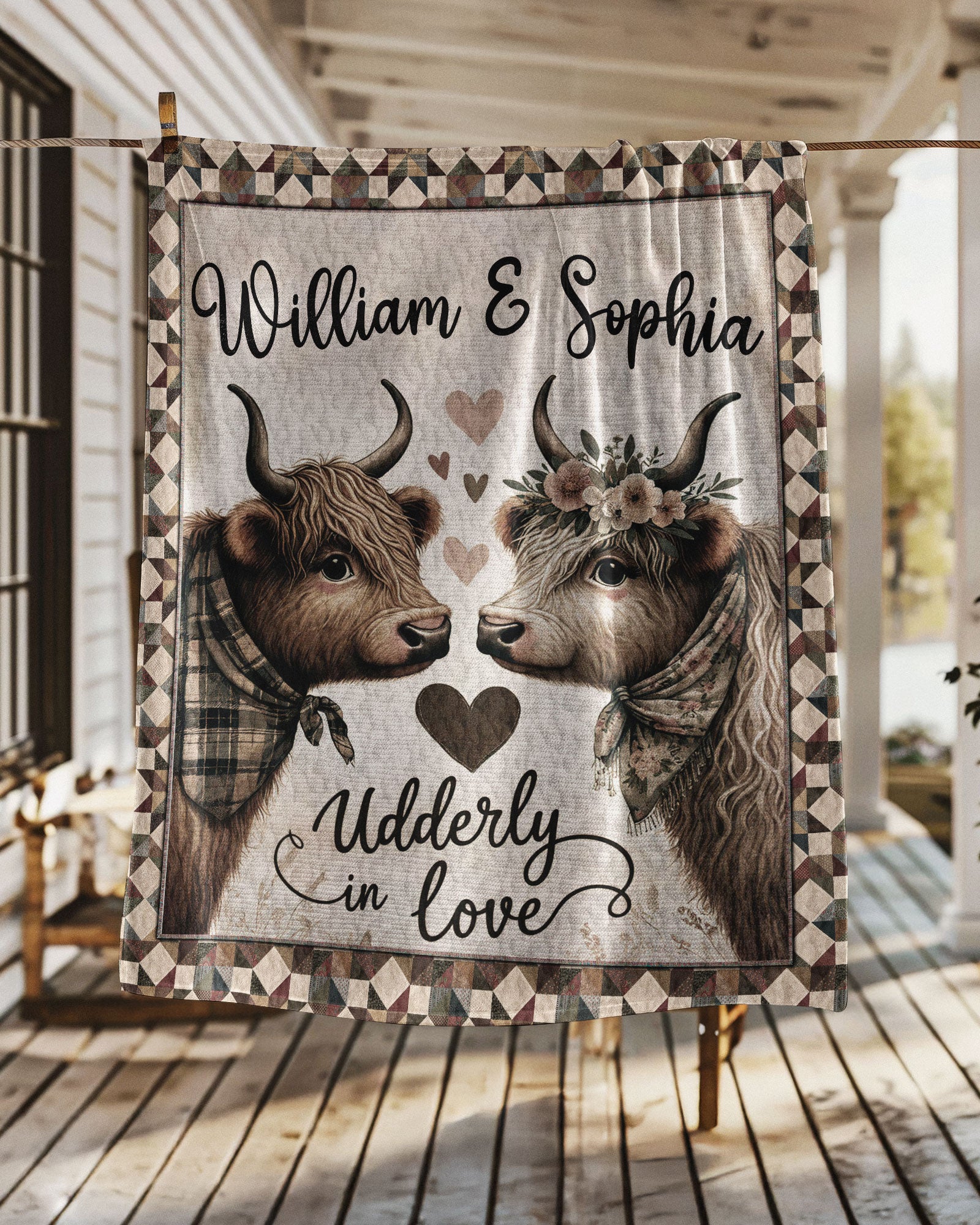 PERSONALIZED HIGHLAND COW COUPLE FLEECE BLANKET  - TLTR2702255