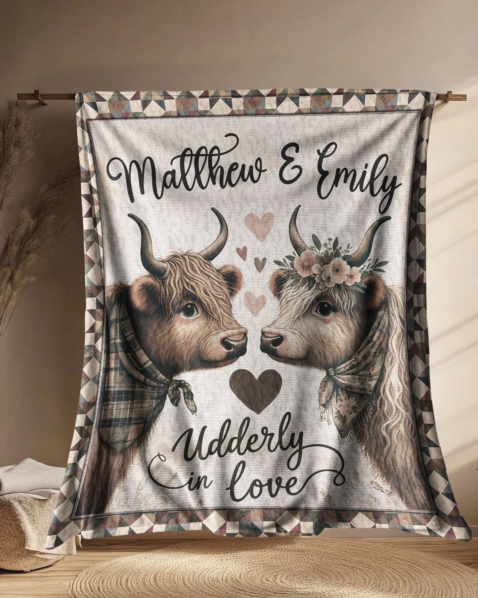 PERSONALIZED HIGHLAND COW COUPLE FLEECE BLANKET  - TLTR2702255