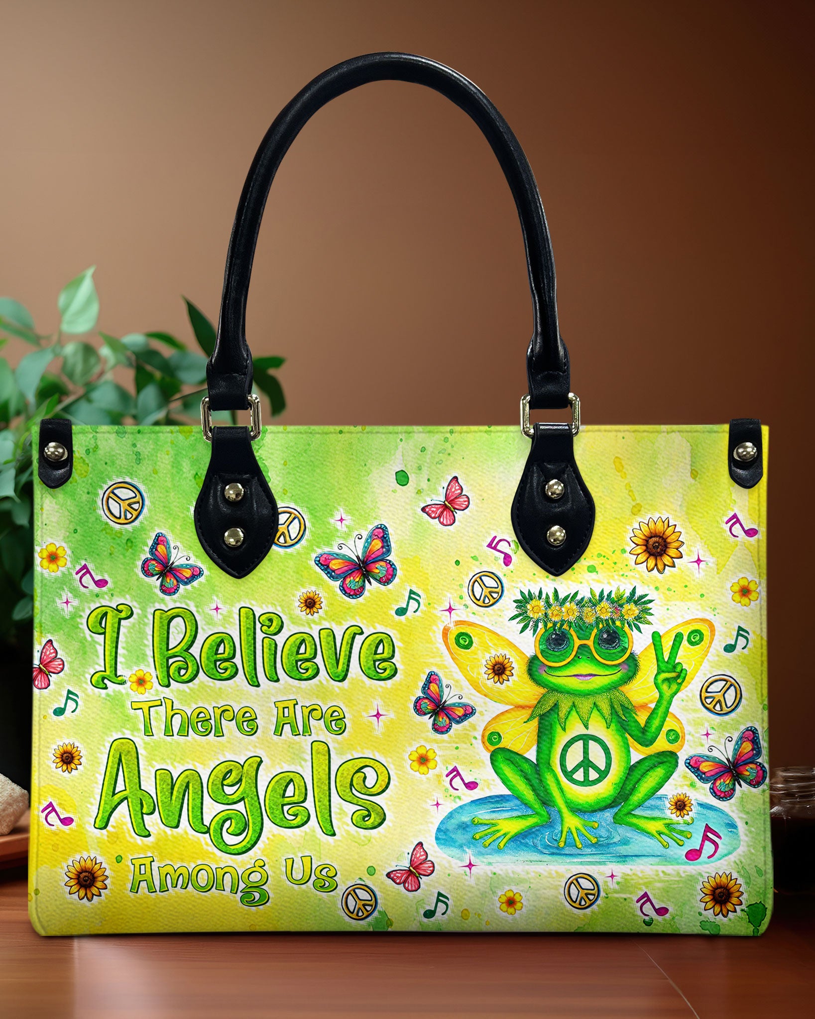 I BELIEVE THERE ARE ANGELS AMONG US FROG LEATHER HANDBAG - TLTR1209243