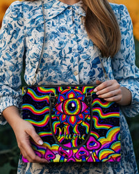 PSYCHEDELIC RAINBOW MUSHROOM LEATHER HANDBAG - TLTW1006246