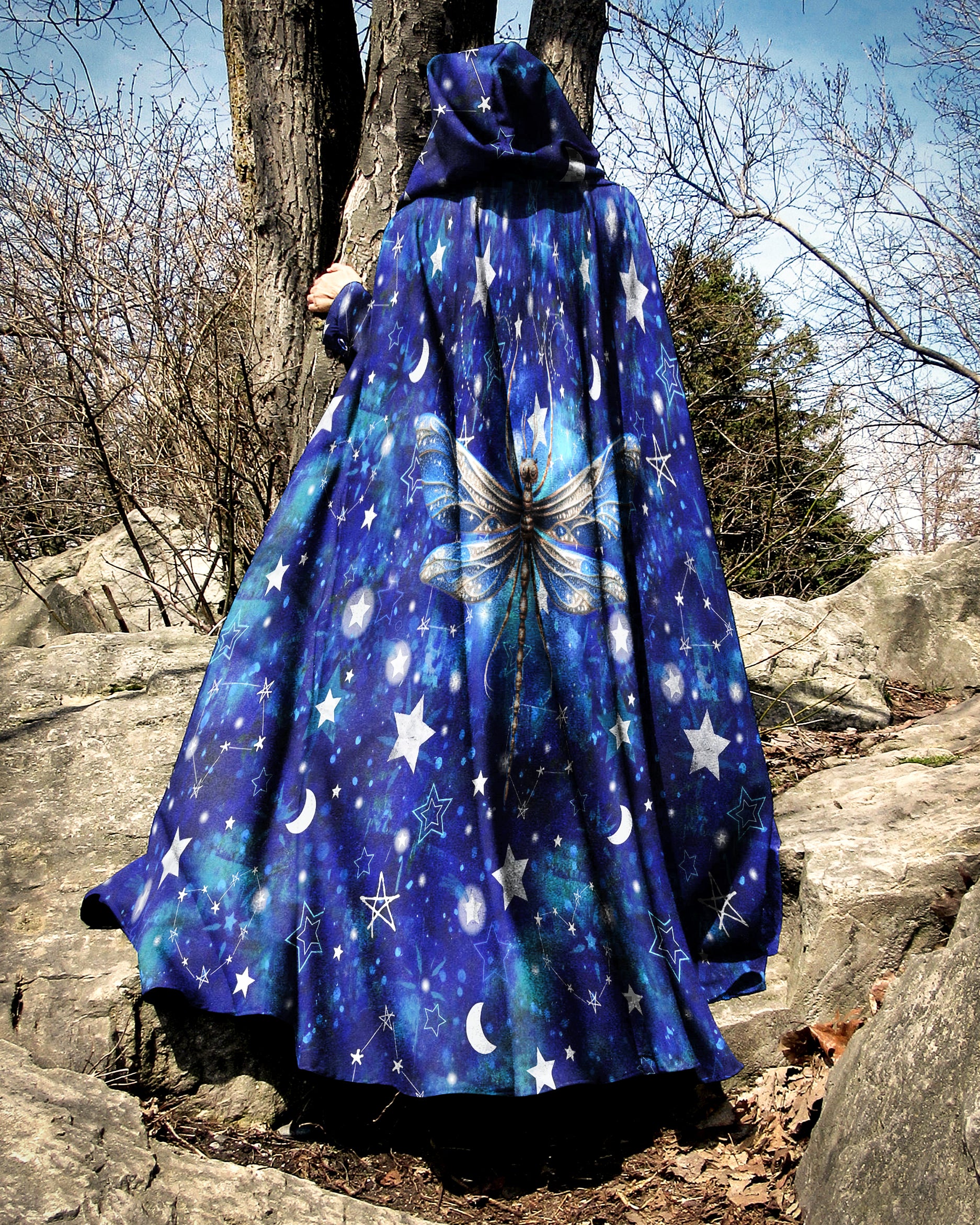 DRAGONFLY STARRY NIGHT HOODED CLOAK - YHLN0308234