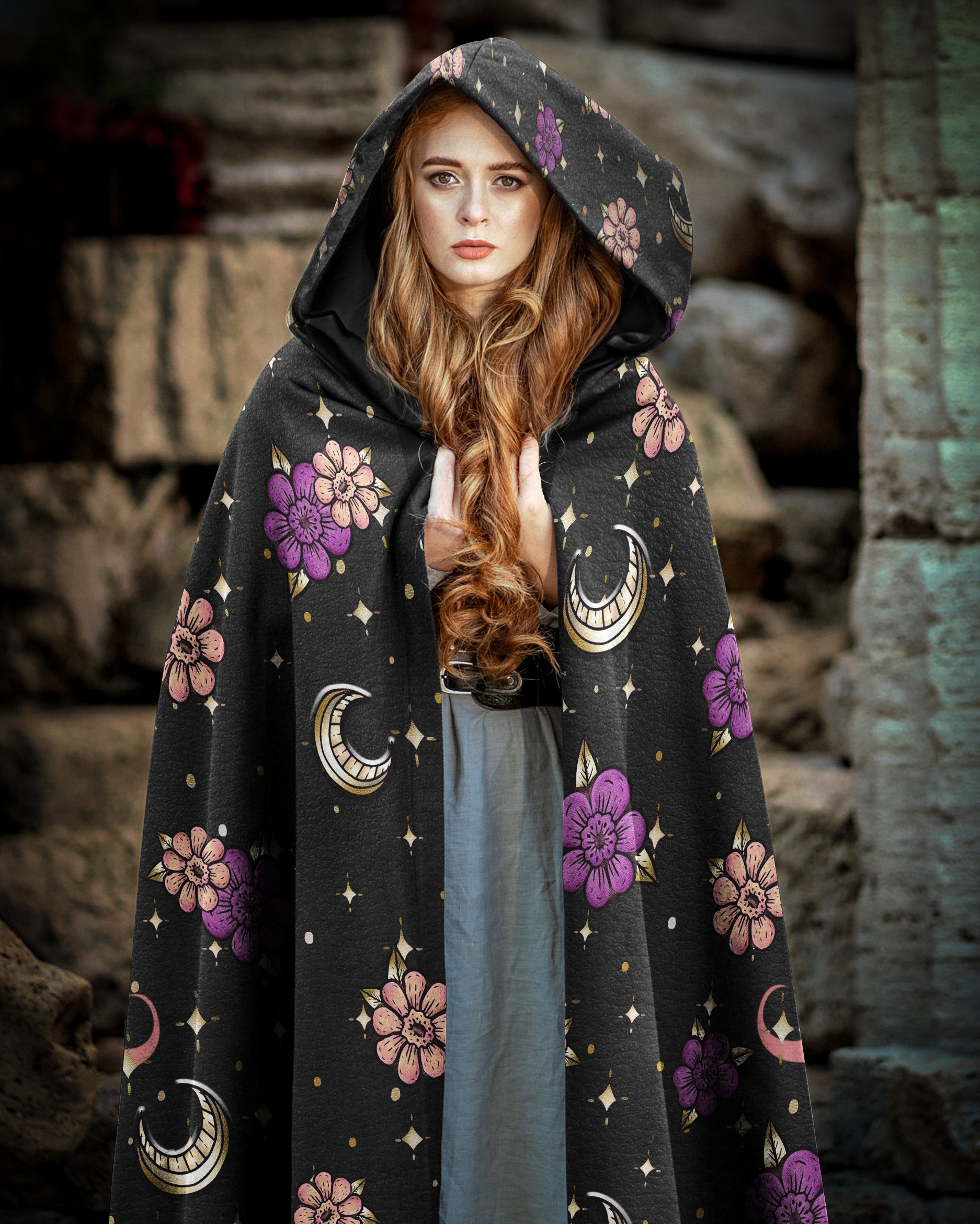 BUTTERFLY FLOWER MOON HOODED CLOAK - TLTR0308233