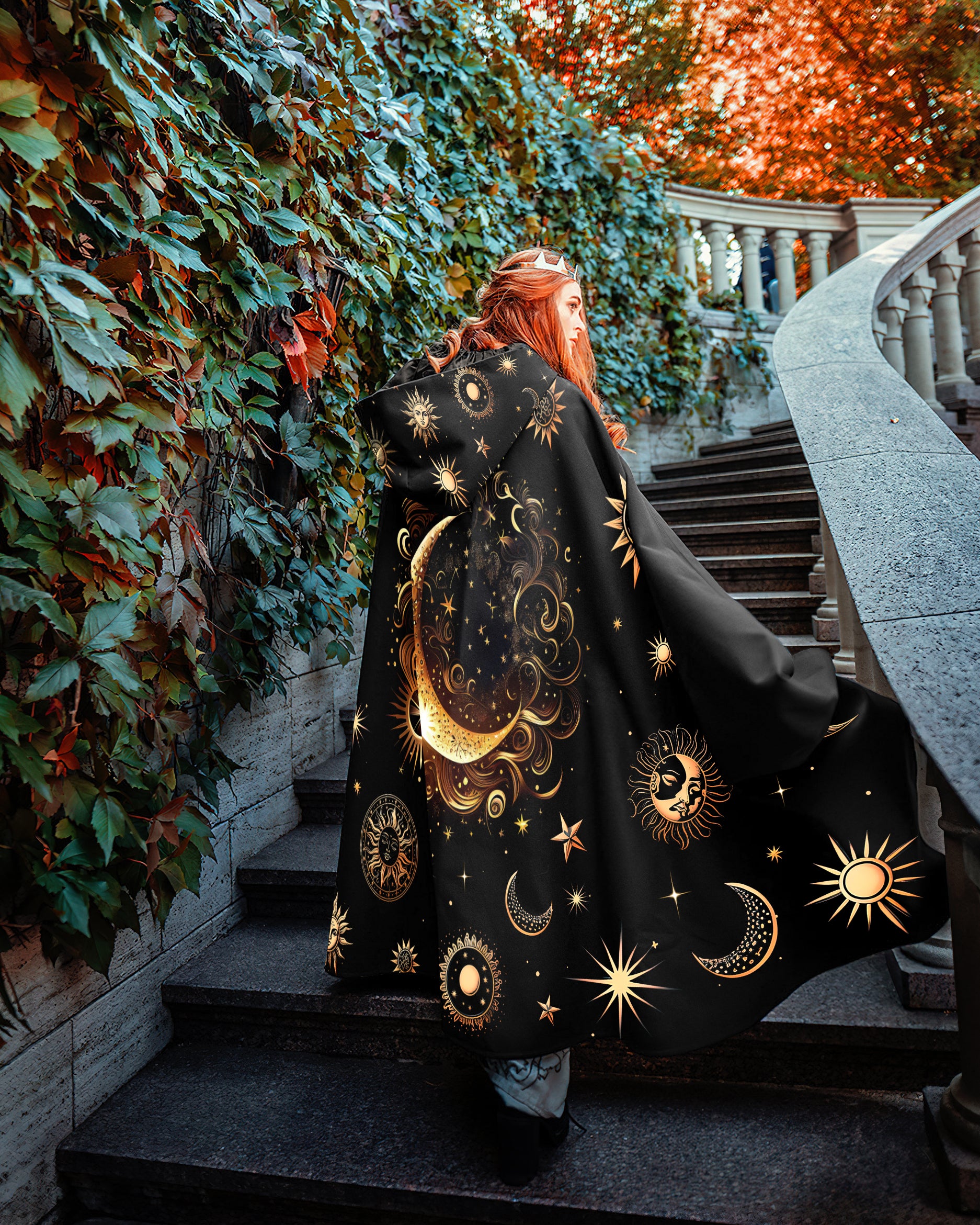 SUN AND MOON HALLOWEEN HOODED CLOAK - RI0208232